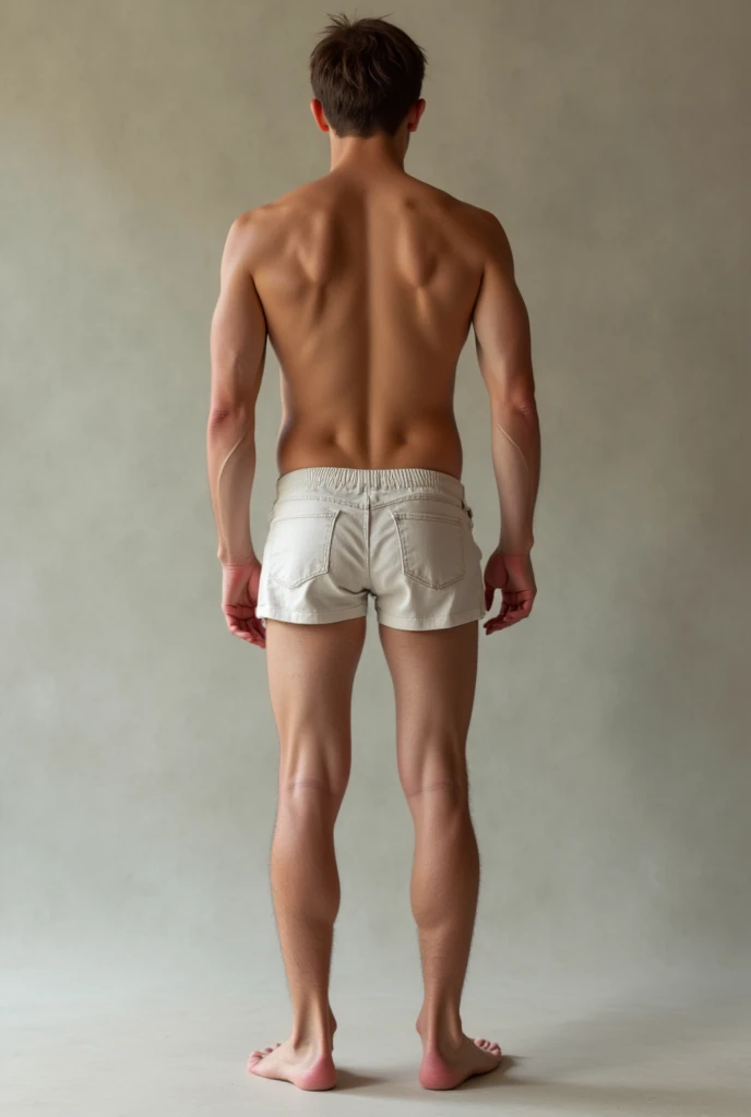 A teenager in boxers