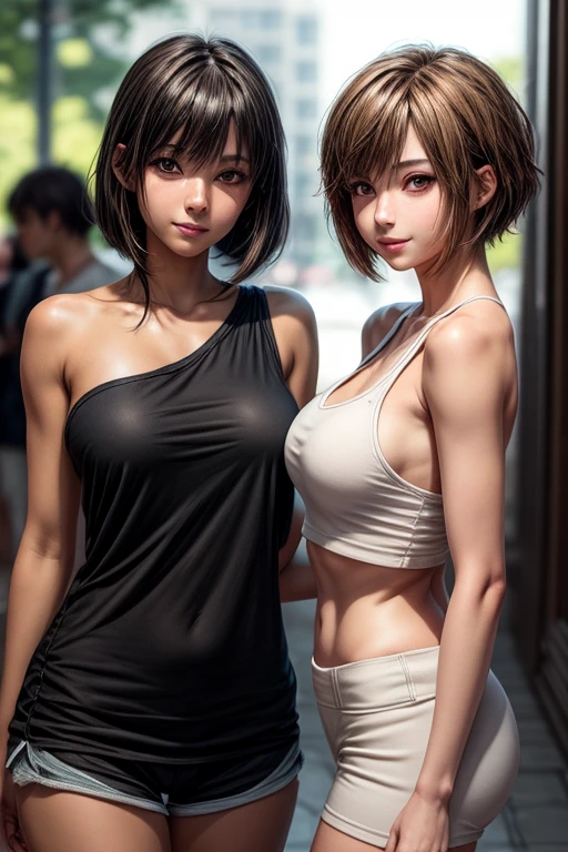 (masterpiece), face of a teenager, symmetrical, photorealistic, surreal, beautiful, upper body, bob_cut hair, wearing a simple transparent sweater,denim skirt:1.3, perfect anatomy, (no underwear), large breasts, supernumerary_nipples, seductive and erotic, looking at the viewer, blush, humble, curvy, elegantly formed, very innocent smile, slightly muscular, elegant, close to perfection, dynamic, highly detailed, character sheet, 8k photography, professional photoshoot, conceptual art, highly detailed, smooth, positioned so that the body is symmetrical and balanced directly to the viewer, cinematic lighting, photorealistic, lap of nature