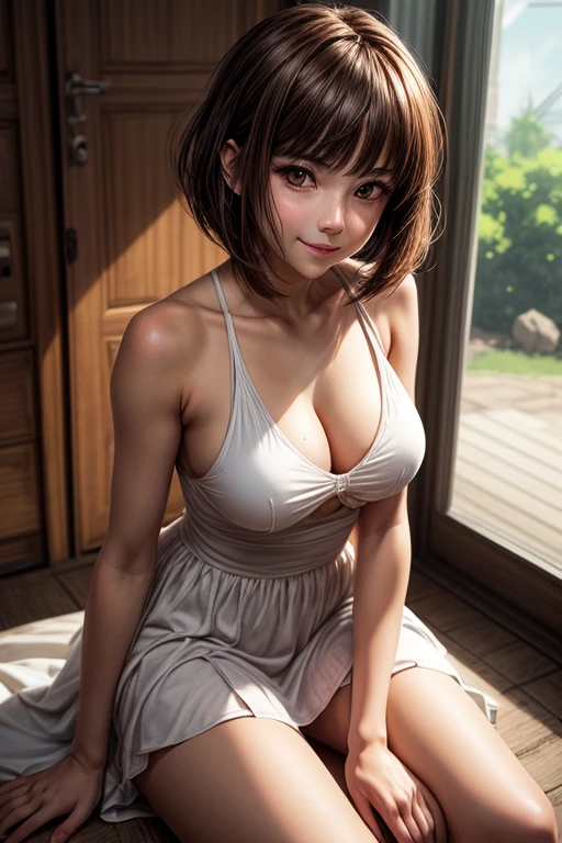 (masterpiece, 8k, RAW Photos, Highest quality), High-quality RAW color photos, Professional photos, (Realistic, photo-Realistic:1.37),Cinematic Light, (finery Detailed face:1.2), 1 female, 40th generation, attractive, (Grin), (Detailed face), Oval Face, Ultra-high resolution, (Lifter Gloss, eyelash, Highest quality, Ultra-high resolution, Wide-area lighting, Natural Shading), Brown thin hair, (Very detailed pink rubber bunny girl costume:1.3), ((Kneel:1.3, Leaning forward:1.3, On all fours:1.3)), Blurred Background