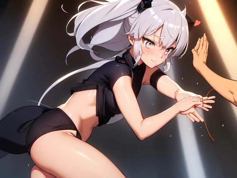 ((best quality)), ((best detailed)), (perfect face), 1makeup slim playboy bunny, looking at viewer, gleaming naked full body shot , having doggy style sex, my penis in the vagina, high heel, beautiful breast and nipple, ((spread Beautiful long legs)), from behind shot , Sweat, show off pussy, pussy juice, (ecstasy embarrassed), twintails. silver wet long hair, at cabaret club stage, earring, anklet