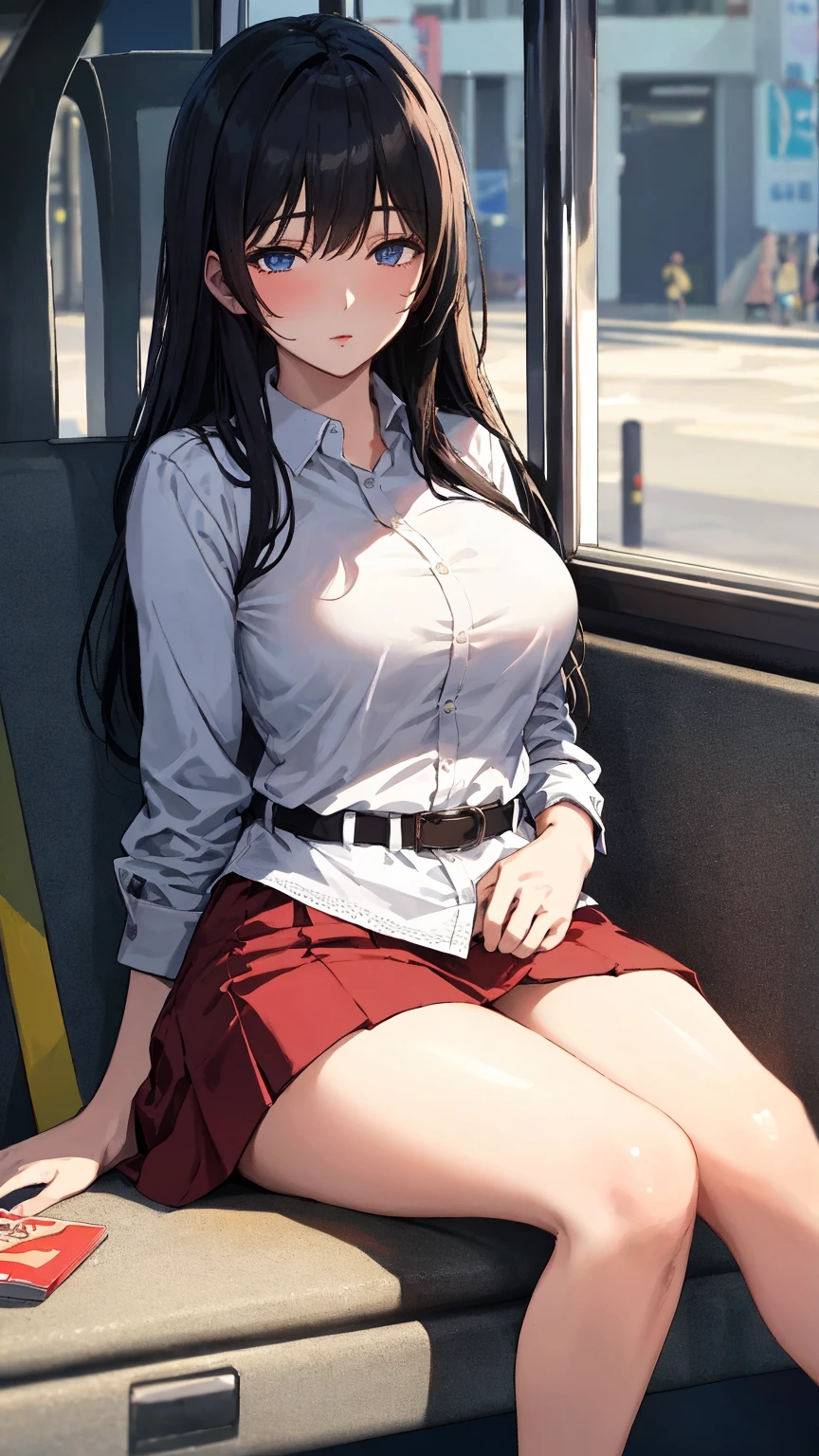 amagami.Tsukasa Ayatsuji、Sit on a bus stop bench、Summer uniform、mini skirt hairpin、Shopping Street、black and white lace panties、