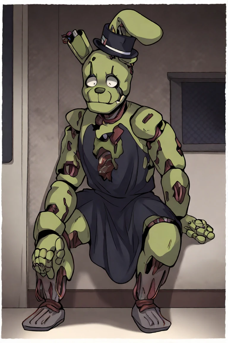 by voidlesky ((by null-ghost, by thebigslick, by honovy., by zoroj)), rating_explicit, only men, gay, bara, portrait, BREAK (((Springtrap))), rating_explicit, only men, gay, bara, portrait, BREAK (((Springtrap))), FNAF_3, floppy ears, green body, anthro, anus, backsack, balls, bedroom eyes, fur, genitals, green body, green fur, grin, lying, male, narrowed eyes, on side, seductive, smile, solo