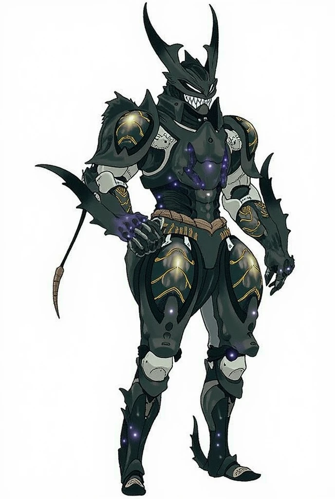 fingerless gloves, sharp teeth, glowing eyes, clenched hands, belt, boots, colored skin, 1boy, yellow eyes, goat, supervillain,