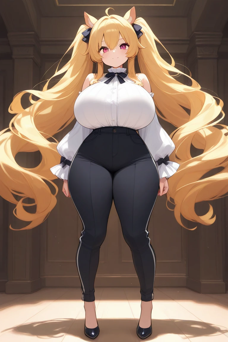 1 very high, Slim sexy girl, Extremely exaggerated tall figure,Extremely tall,Oversized, thick-bodied,elongate waist,Extremely exaggerated huge thick butt,Extra long thick legs,Extremely exaggerated long legs,Exceptionally long legs,Thick and long super long legs,bronze skin, whitet-shirt, denim pant, Brown booties,Very long white hair, Super long hair three meters long,Extra-long curls,eBlue eyes,Fulll body Shot,Full body photo。(RED HAIR)