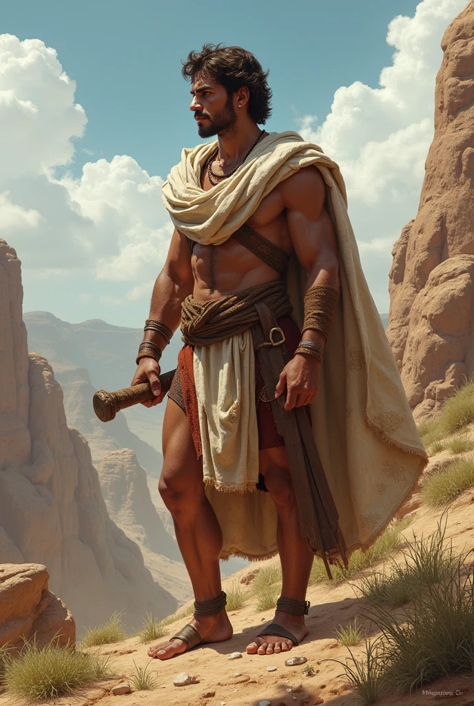 A warrior hidding himself with ancient cloth with no weapon improve it, make warrior most powerful
Make face using mask
Make brown skin tone