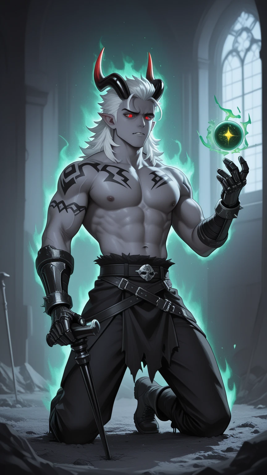 With his dark skin as night, snow-white hair, and bright yellow eyes, Malik is a powerful being in an apocalyptic world. His supernatural powers grant him the ability to control fire with his green flames, while his detailed, black clothing helps him survive in a hostile world. Malik fights the dangers that lie ahead of him to bring hope back to humanity. --auto --s2