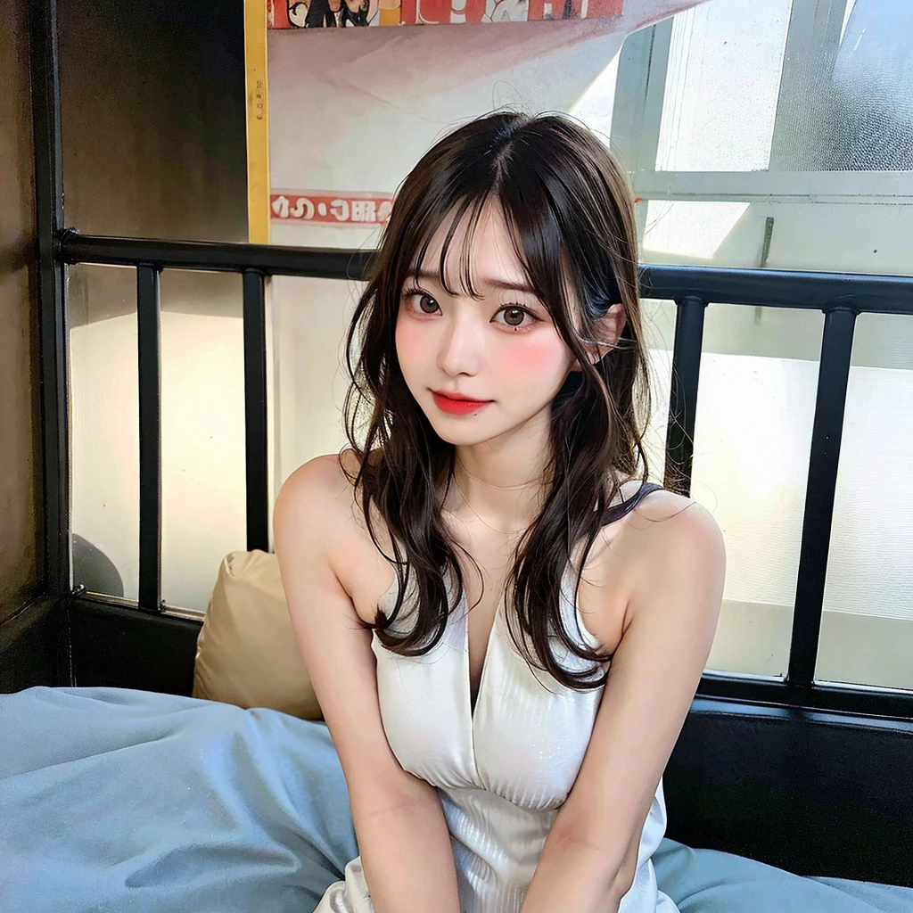 girl 1, cute, 18-year-old, smile, viewers watching, photograph, realistic, highest quality, adopted, detailed face, detailed background, diffused lighting, Depth of bounds written, took off my clothes,negligee,whole body,Lying down
