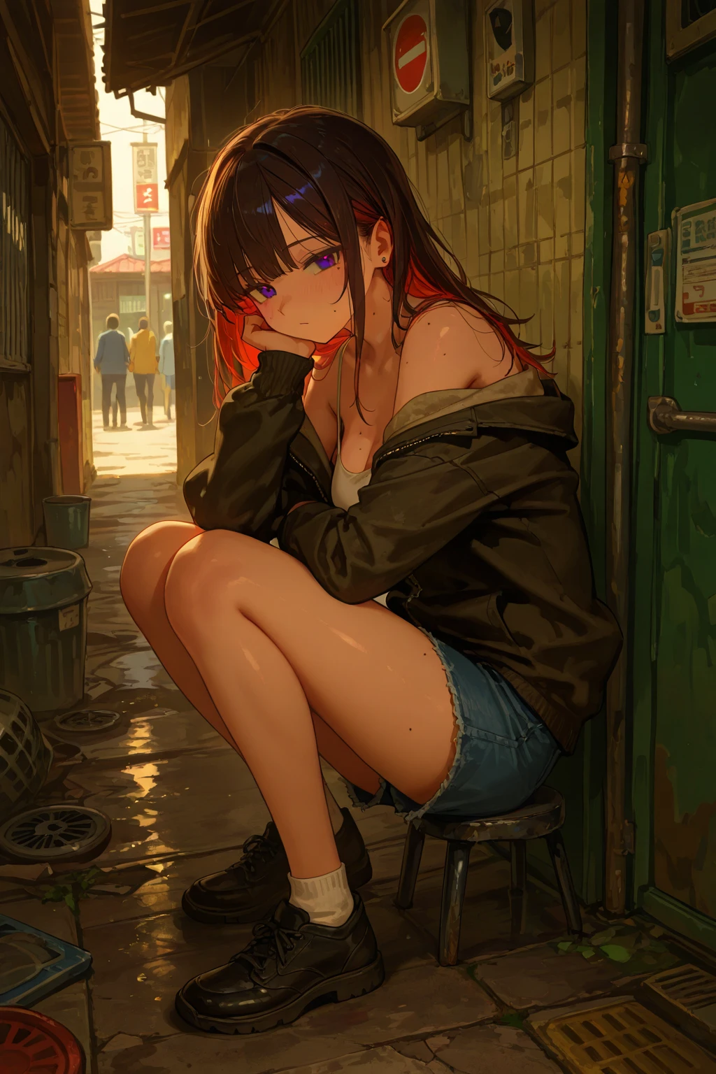 fullnude、high-heels、Masturbation、Squirting、fullnude、Love juice drips from the crotch、agitation、Pleasant face、blushed face、AHE Face、cum on、Rough breathing、convulsion、Trembling in the lower back、feels good、In the street、Female Fall、a lot of spectators、go mad、crouching down