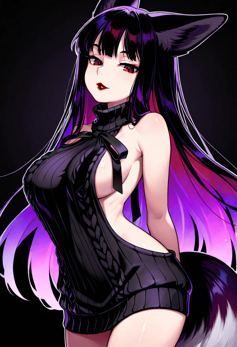 (((Raiden Shogun))), (genshin impact), purple eyes, black hair, (purple highlights), ((black background)), Official art, Unity 8k Wallpaper, Ultra-detail, Beautiful and aesthetic, masterpiece, Best Quality, (zentangle, mandalas, Tangle, Entangle), (fractal art:1.3), 1girl, huge tits, extra thick thighs, Extremely detailed, Most Beautiful Form of Chaos, elegant, a brutalist designed, vivd colour, romanticism, Atmospheric, arms behind back, (((((anime style))))), thick body, think waist, big hips, 
