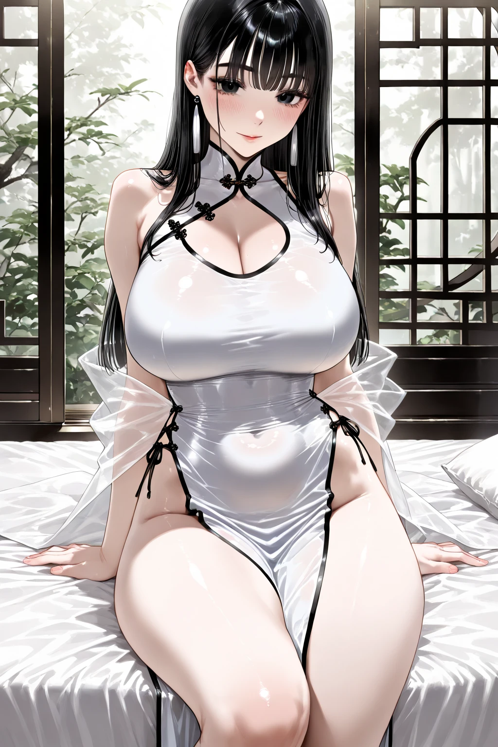 anime sexy girl lifting blouse shows boobs
