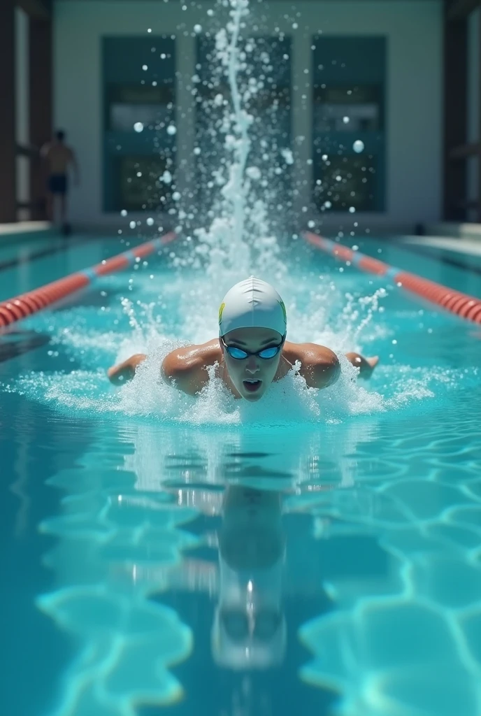 A side profile shot of a swimmer competing in a race, with fish swimming by in the water around them.
crystal clear water, dynamic composition, intense colors, Canon EOS R5 camera, Fujifilm Provia 100F film, 85mm lens, shallow depth of field, Michael Phelps, Katie Ledecky, Ian Thorpe, Alexander McQueen, Stella McCartney