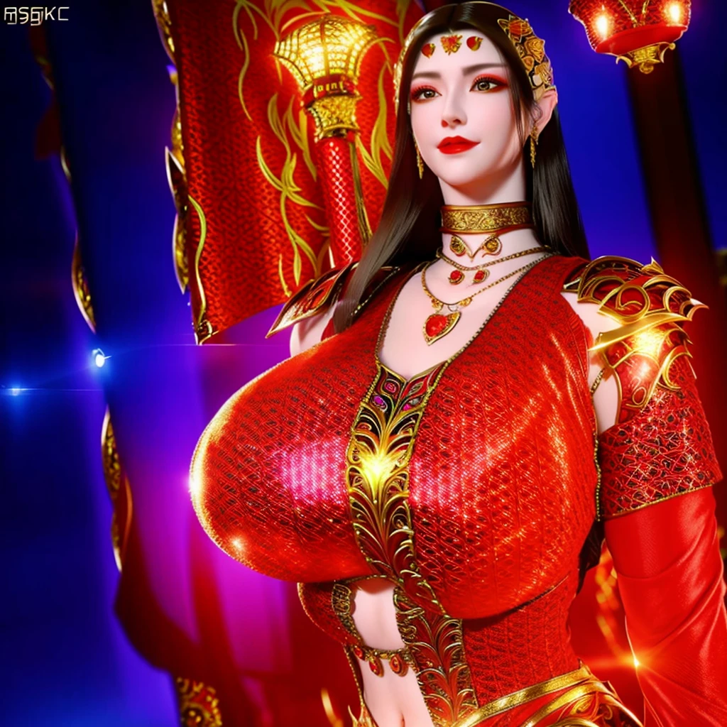 DaJi, <lora:DajiSmite:0.7>, huge breasts, bare shoulders,boots, standing, evil smile, gauntlets, claw (weapon), forehead mark,sash,hair bun,single hair bun,((black hair)),
1girl, solo, hair ornament, cleavage, tail, detached sleeves, fingernails, fox ears, makeup,orange fox tail, multiple tails, sharp fingernails, hair stick,rope_belt, green jewel,
((Chinese throne room, Chinese emperor's room, Chinese castle)),
cowboy shot:2.0, upper body:2.0, standing, (insanely detailed, beautiful detailed face, masterpiece, best quality) ,gesugao
