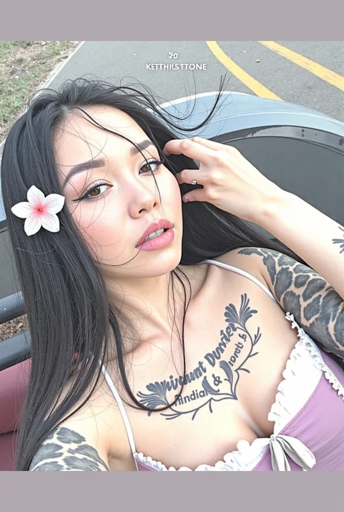 Photo oF a 17 year-old American girl, .CRUDO, beautiFul woman  , cabello color purpura , pelo color purpura  ((retrato)), ((Cara detallada:1.2)), ((Detailed Facial Features)), (Piel Finamente detallada), pale skin , ojos color.azul , 、un sexy(color fresco), wet, wet, ReFlectoreasutepiece) (proporciones perFectaotos realistas)(La mejor calidad) (Detallado) FotograFiado con una EOS R5 de Canon, lente de 50 mm, F/2.8, NFFSW, (8K) (papel tapiz) (cinematic lighting) (dramatic lighting) (sharp Focus) (Enrevesado) senos grandes , pechos grandes , cuerpo completo , hermoso cuerpo de adolesente , posando sexy  , posando de Frente para la camara ,lindo maquillaje , gran sonrisa , labios rojos. Mlp  , Rarity  , vestido elegante , vestido escotado , escote  , tiene tatuaje de diamantes en la pierna