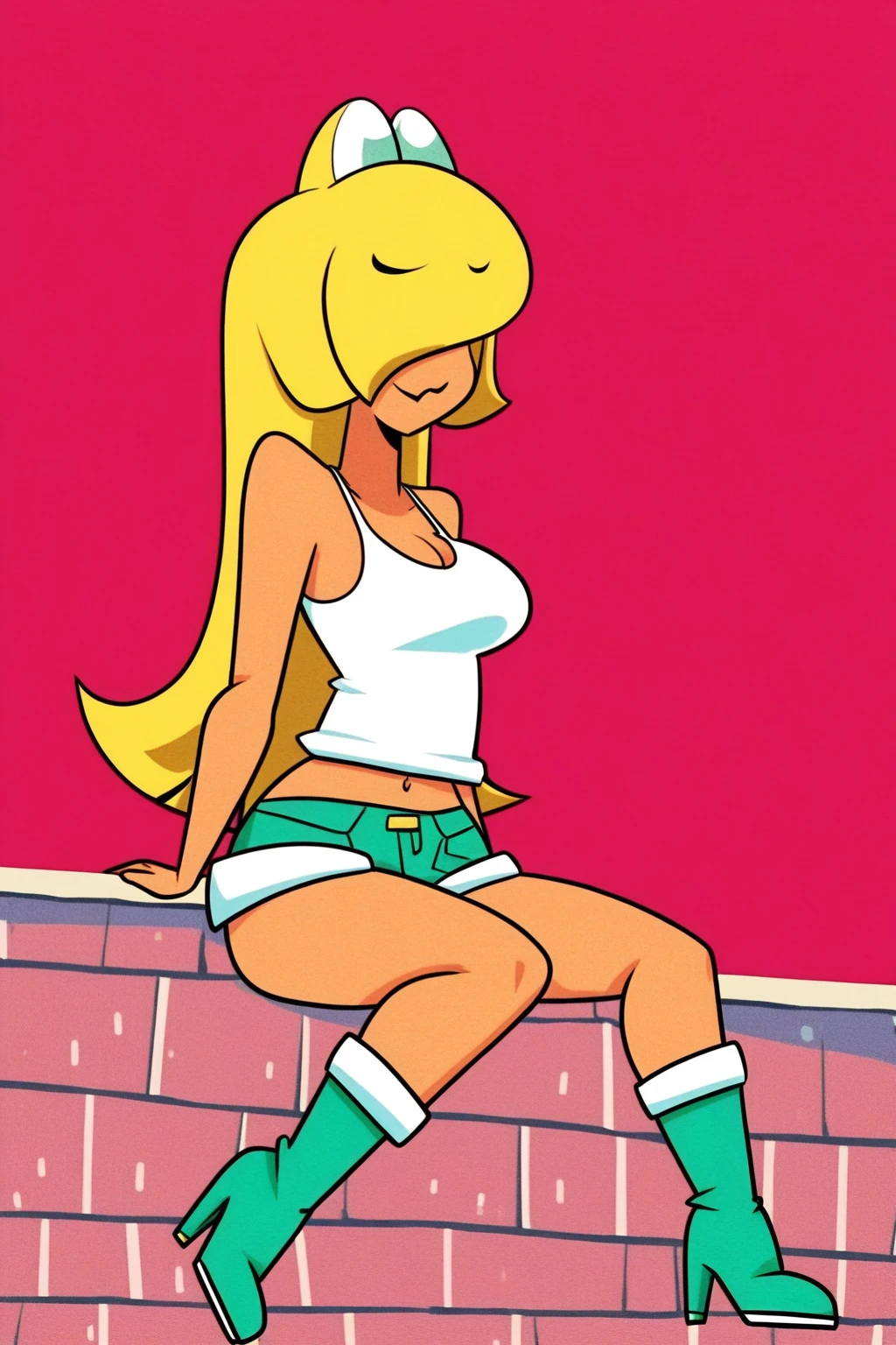 hera, dlh, long hair, blonde hair, 1girl, hairband, colored skin. Leather lingerie