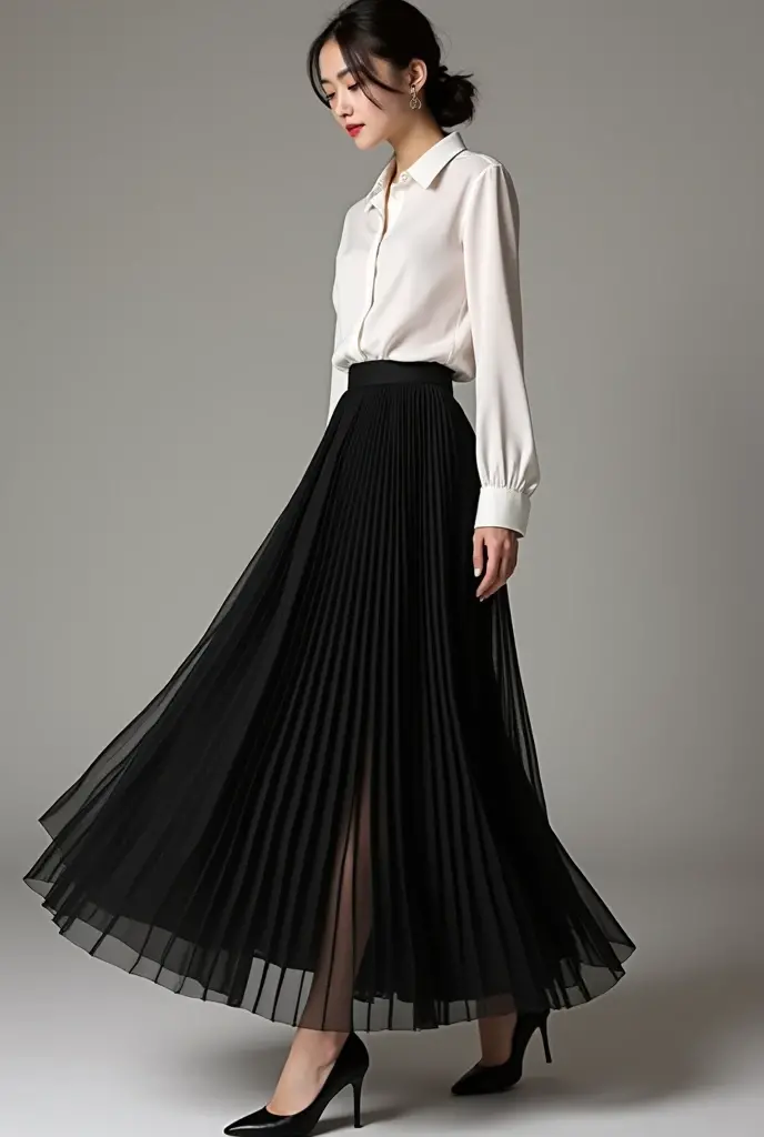 Outdoor photoshoot ((best quality)), ((masterpiece)), ( extreme detailed, highest detailed, official art, beautiful and aesthetic:1.2),  <lora:add_detail:1> <lora:balenciaga_66160_lora:1> BALENCIAGA, Mesh Oversize Jacket, tight long skirt