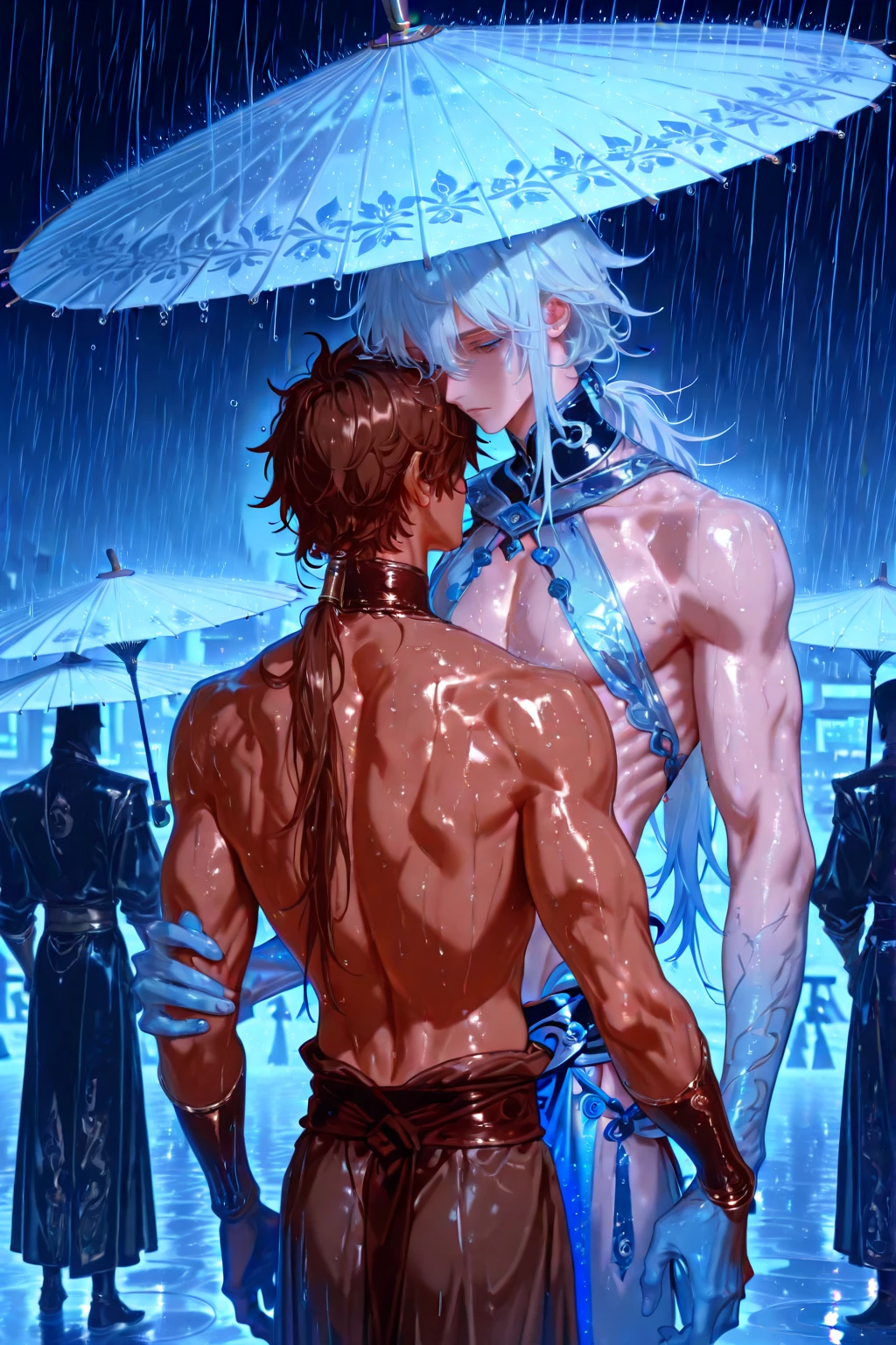Two boys,Naked,swimmning,Spring water, long hair