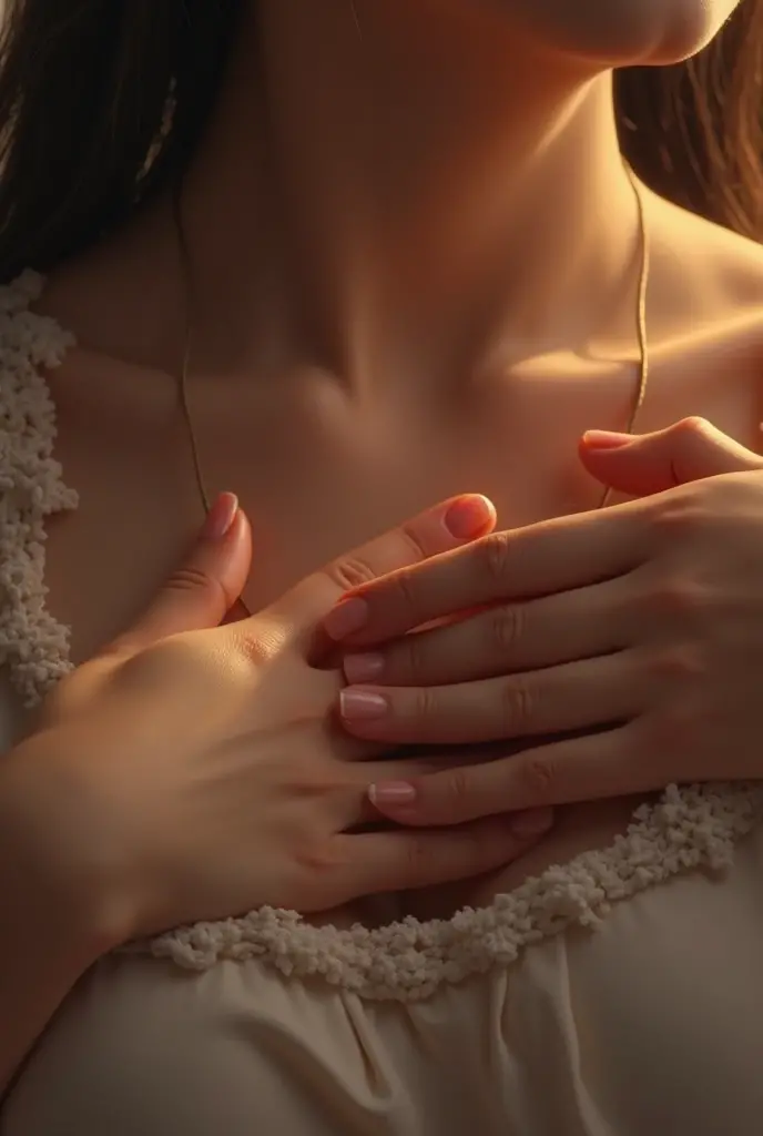 The girl is massaging the guy's penis with her hands.