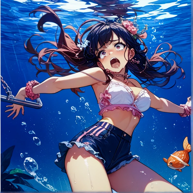 Nipple patches，X-rated，undertale，frisk，Close your eyes，Charming，Evil laughter，sexy for，Get wet，brown pubic fur，Open chest and breasts，Open navel，pantyless，no-bra，stocklings，Full body standing painting，tempting pose，with short brown hair，Lust，the detail，Blue sex costume，k hd，Cocked buttocks，love heart，jade foot，Vest line，with an open crotch，Stripper，Dress revealingly，flesh body，Obscene lines，痴女，close to original，illustration，CG，，quadratic element（Optimal image quality，tmasterpiece，sexual appetite）