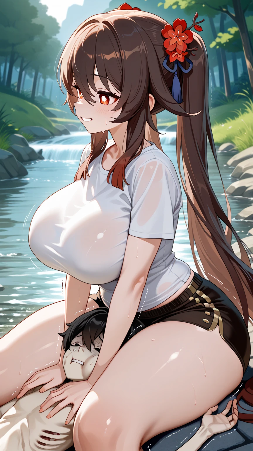 Sporty, A dark-haired,sun burn、Sweating