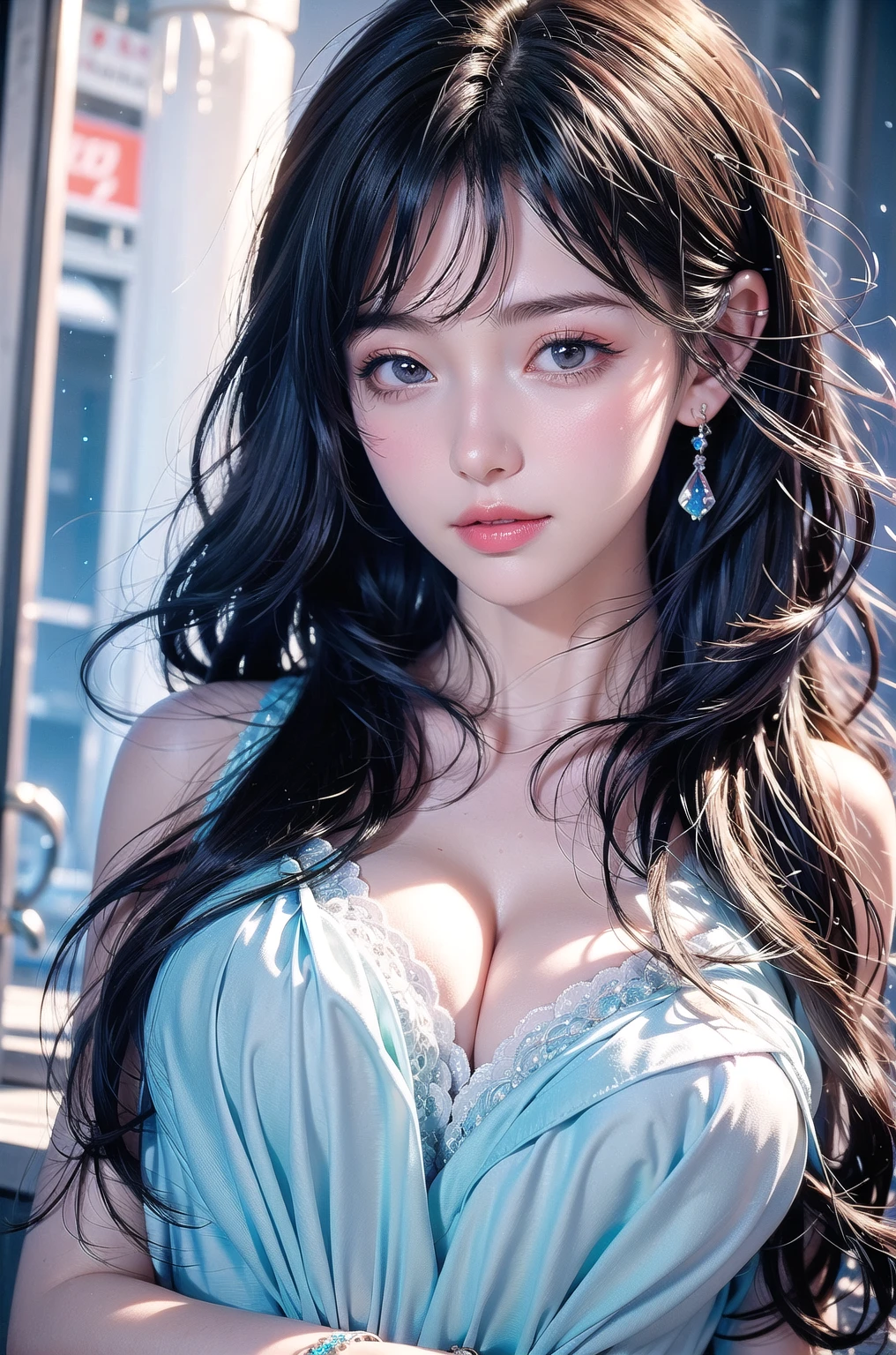 (1beautiful girl), (Beautiful girl in a princess dress:1.4), wet dress, Amazing face and eyes, (extremely detailed beautiful face), (The sexiest look), (Beautiful big breasts:1.5), (Best Quality:1.4), (Ultra-detailed), (extremely detailed CG unified 8k wallpaper), Highly detailed, RAW Photos, Professional Photography, a scene from a movie,glamour,
