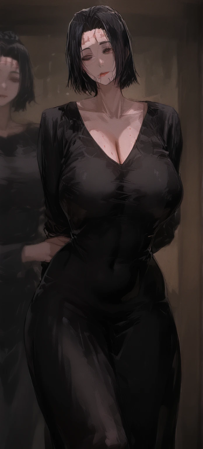 Beautiful woman with short blonde curly hair with blue eyes wearing Sexy Criss Cross Mock Neck Long Sleeves Short Dress, luxurious jewelry, standing in a fitting room at night with legs open, (dark tanned skin), (lipstick), (elegant mascara), (slim body with abs), (small breasts), (wide hips), midjourney, <lora:GoodHands-, <lora:GoodLegs-, UHD, high resolution, (masterpiece:1.1, best quality), (expressive eyes, perfect face, full body, expressive face, perfect body, athletic, fit, slim body, blushing, Perfect makeup, eyeliner, beautiful eyelashes, smiling, horny face), ((best illumination, best shadows))