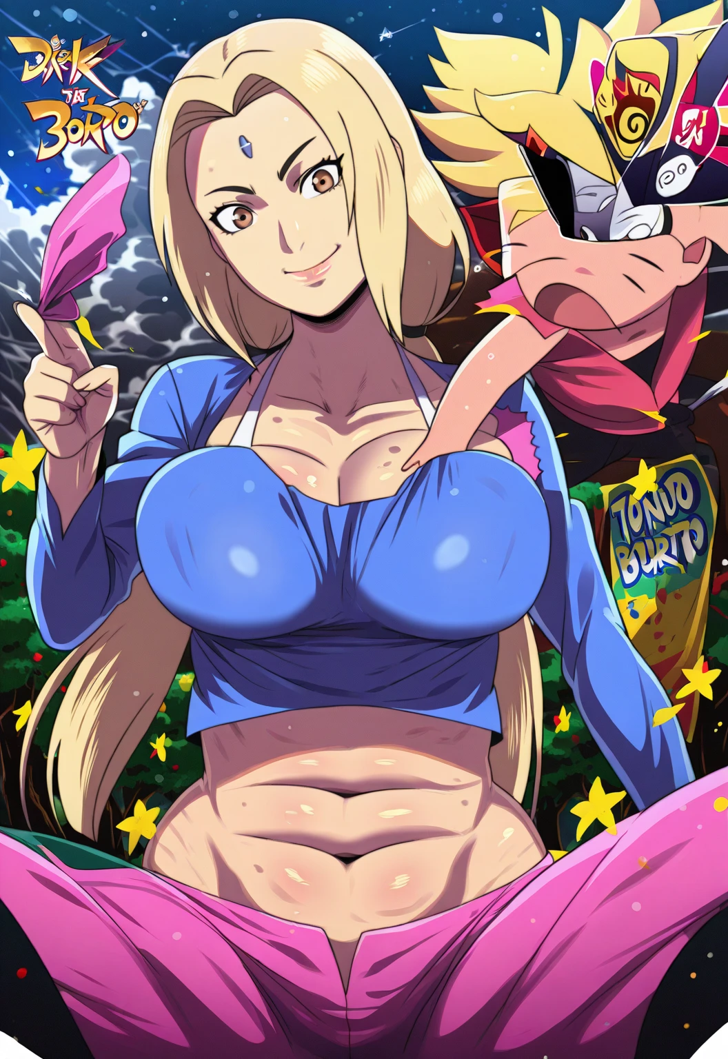 score_9, score_8_up, score_7_up, score_6_up, score_5_up, score_4_up, (source_anime), boku no hero academia, 2girls, (1giant), yuri, ((mount lady)), ((mina ashido,???, Tiny)), big breast, thick thighs, breast sucking, giant size difference, age difference