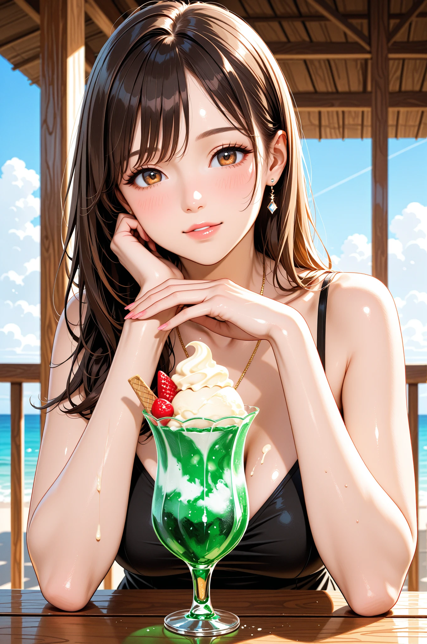 Make equal to attached image beautiful drunk woman 1girl as Sandman delirium, (hallucinating colorful soap bubbles),
abdominais, encaixar, up to, vestindo uma jaqueta jeans croptop preta e shorts jeans, Punk rock, menina do tanque, alto detalhe, 8k fazer este corpo na imagem anexada,com detalhes realista, textura da pele humana, abidomem detalhado Melhado,3d personagem jovem se sexy, seios grandes, bunda grande