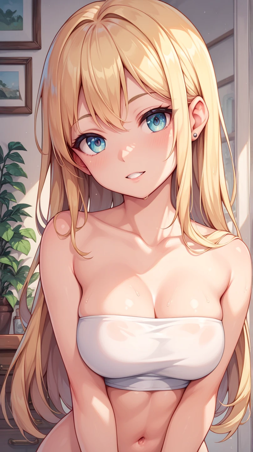 nsfw:1.5, Top quality, masterpiece, ultra high resolution, , (top quality, high resolution, 4K, detailed lighting, shaders, perfect anatomy, perfect proportions), eye of the beholder, (masterpiece, top quality) (top quality, 4K, 8K, high resolution, masterpiece: 1.2), highly detailed, (masterpiece: 1.3, top quality, ultra high resolution, ultra detailed), (top quality: 1.2), perfect eyes, perfect face, (top quality, 4K, 8K, high resolution, masterpiece: 1.2), highly detailed, (top quality, 4K, 8K, high resolution, masterpiece: 1.5), highly detailed, masterpiece, top quality, ultra detailed, top quality, high resolution, 32K CG, very delicate and beautiful, illustration, high resolution, sharp focus, girl 1 person, very beautiful and detailed anime face, very detailed eyes, ((masterpiece)), ((best quality)), (super detailed), ((cute)), cute, ((very detailed)), 4K, (8K), best quality, (best quality, 8K, 32k, masterpiece, super high resolution, very detailed, impressionistic:1.2), blurred background, (two arms) , (two legs), (four fingers and 1 thumb) , only one belly button, Bare shoulders.
(Beautiful woman). (Head tilted: 1.5). (Looking away: 1.3). (Wedding dress: 1.3). (Cowboy shot: 1.4). (Belly dancer: 1.5). (Tiara: 1.4). (Front shot: 1.1). (English garden: 1.6). (Dancing: 1.3). (Showing off breasts and private parts: 1.5). (Beautiful face: 1.2). (Cut blonde pubic hair: 1.5). (Shiny tanned blonde: 1.2). (Bridal updo: 1.3). (White choker: 1.5). (Necklace: 1.5). (Bracelet: 1.5). (Bangs swept to the side, showing forehead: 1.4). (Blue-green eyes). (Happy smile: 1.6). (Embarrassed: 1.2). (Nude: 1.6). (Dark skin: 1.5). (Perfect proportions: 1.6). (Small pink nipples: 1.3). (Breasts, nipples and genitals not covered: 1.7). (Full, beautiful breasts: 1.5). (Perky breasts). (Narrow waist). (Slender body). (Beautiful butt: 1.2). (Realistic facial expression: 1.4). (Realistic skin: 1.4).