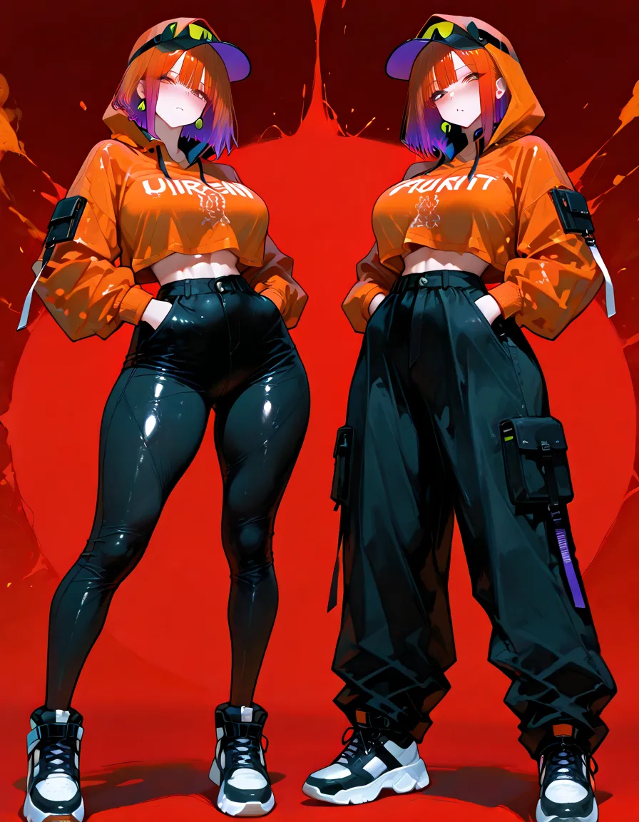 (Masterpiece: 1.2), best quality, (illustration: 1.2), (ultra-detailed), eye focus, (masterfully crafted brightness, pink lens glow), (cinematic background), hyper details, (delicate detailed), (intricate details), octane render, hdr, (hyperdetailed: 1.15), (color)))), (soft light: 1.2), 1girl, (lynx ears: 1.3), (lynx man), (cat tail: 1.5), beautiful man, ultra detailed eyes, mature, fat, thick, rainbow paint drops, ink teardrops, man made of paint, entirely paint, splat, splash, (out), (bob cut: 1.5), (bright eyes: 1.2), ((makeup)), (cinematic masterpiece), fierce, powerful, absolutely attractive splashes of color, (cinematic lighthouse), (realistic lighting of heels: 1.2), ((caustic)), dynamic angle, beautiful detailed brightness, ambient occlusion, ambient light, raytraced reflections, (better lighting, an extremely delicate and beautiful light), ((cinematic light)), (soft: 2), (whimsical:2) , intricate, vibrant, dreamlike landscape, (graffiti painting:1.3), (bright tail), (painted cityscape), (urban),(realistic urban fashion), (expressive:1.2), fitness, athletic, (mirrored world), (long flowing black hair:1.1), wavy hair, (orange hair highlights),(Cyberpunk Techwear Japanese Streetwear Longline Hoodie),(Cyberpunk Streetwear Kanji Joggers), bright headphones, cap, (graffiti wall), unfinished graffiti, ghetto,(looking at the wall:2),black hoodie, (back wall present),(holding spraycan:1.3), (colored mist), buckles, belts, straps, a girl in front of a graffiti wall, cyberpunk art, (by LAM), Mika Pikazo, graffiti, techwear jacket, black gloves, with buckle and duct tape, (orange hair:2)