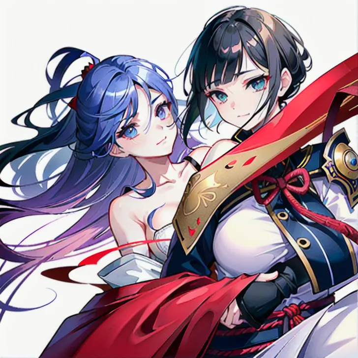 absurd res, high res, (masterpiece:1.4), ultra-detailed, girls, from above, space, floating, red Chinese dress, red dress, black stockings, light brown hair, gold eyes, hands out of frame, furry ears