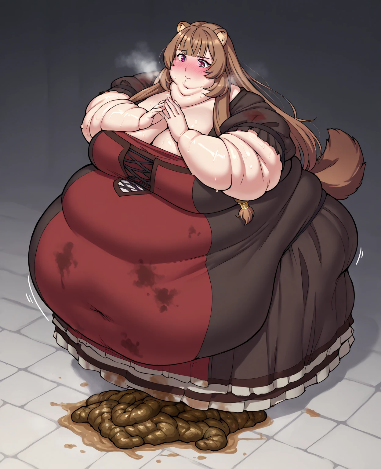 Anime. Baby. Lovely girl. . Brown hair. Long hair. Brown eyes. Beautiful eyes. Perfect eyes. Expressive eyes. Ideal face. Beautiful nose. 12 years old. Small breasts. Flat chest. Slave. Sick. Ssbbw. She has a cold. She has a runny nose. Nasal mucus. She has snot running out of her nose. She wants to sneeze. She needs to sneeze. She has a strong, desperate urge to sneeze. She sneezes. She sneezes. Handkerchief. She sneezes, covering her nose with her hands. She blows her nose. She's on her period. Her crotch is bleeding. Menstrual blood was leaking from the diaper. stomach. In the middle of the street. Thick body. Thick legs. Fat belly. Fat ass. Slave collar. Shackles. Dirty slave tunic. Torn slave tunic. Diaper. Dirty diaper. Sitting. Wheelchair. Middle Ages. Fetezi city. Slum. That's all the growth. Beautiful character design. Shiny skin. Full body. NFS. Official art. Extremely detailed CG Unity 8k wallpaper. Ideal lighting. Ultra high resolution 4K. Super detailed 8K. A high resolution.