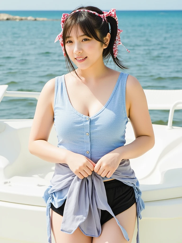 (masterpiece:1.2, Highest quality), (Realistic, photoRealistic:1.4), Beautiful illustrations, (Natural Side Lighting, Cinema Lighting),
View your viewers, 1 girl, Japanese, Junior high school girl, 14 years old, Perfect Face, cute and symmetrical face, Glowing Skin, thin,
(Mid-length hair:1.2, Half Up:1.4, Light brown hair), Asymmetrical bangs, Brown eyes, Long eyelashes, (Mid-chest:0.7),
Beautiful Hair, Beautiful Face, Beautiful details, Beautiful clavicle, Beautiful body, Beautiful fingers, (((Panties are visible))) ((Very large saggy tits)), ((In underwear、White lace underwear))((Fullback panties))Underarm , Slightly , Very large breasts, Full body angle, 14 year old woman , Thick thighs
((Detailed cloth texture)),
(Beautiful views), evening, (River side), Are standing, (cute, cute smile, Upward glance),