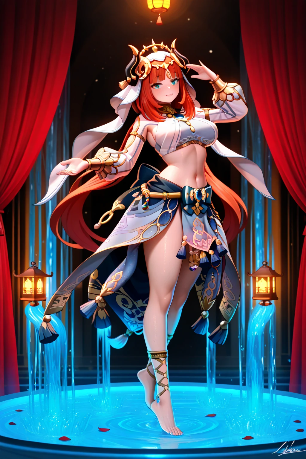 ((best quality)), ((masterpiece)), (detailed), detailed, full body, pose, nba, white, bright blue, redpink, dark skinned