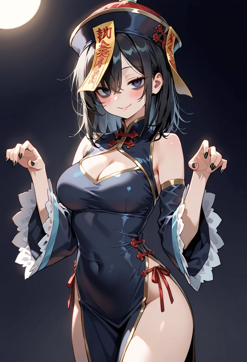 yor briar, anime style beutiful woman, 1girl, happy, smile, with sparkling eyes and a contagious smile:1.1),looking at viewer,red face, closed mouth, beautiful detailed eyes, super detailed skin, backlighting, bare shoulders, black background, black dress, black gloves, black hair, breasts, dress, earrings, fingerless gloves, floating hair, floral print, flower, gloves, gold earrings, gold hairband, hair flower, hair ornament, hairband, holding, holding weapon, jewelry, large breasts, long hair, looking at viewer, off-shoulder dress, off shoulder,red eyes, short hair with long locks, sidelocks, solo, spikes, thighs, two-sided dress, two-sided fabric, weapon, fighting stance , face, close up, from above, highest quality, high resolution.