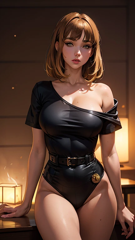 Ashley Resident Evil is very openly arousingly provocative dressed in a long slatted evening ball gown with a huge neckline and a cutout at the hips with an open back, looks at the camera, nipples are slightly visible through the dress, bends over a little showing her breasts looks like a whore art 3D realistic in a bright room, bright colors background of medieval royal castle Ashley looks like a whore