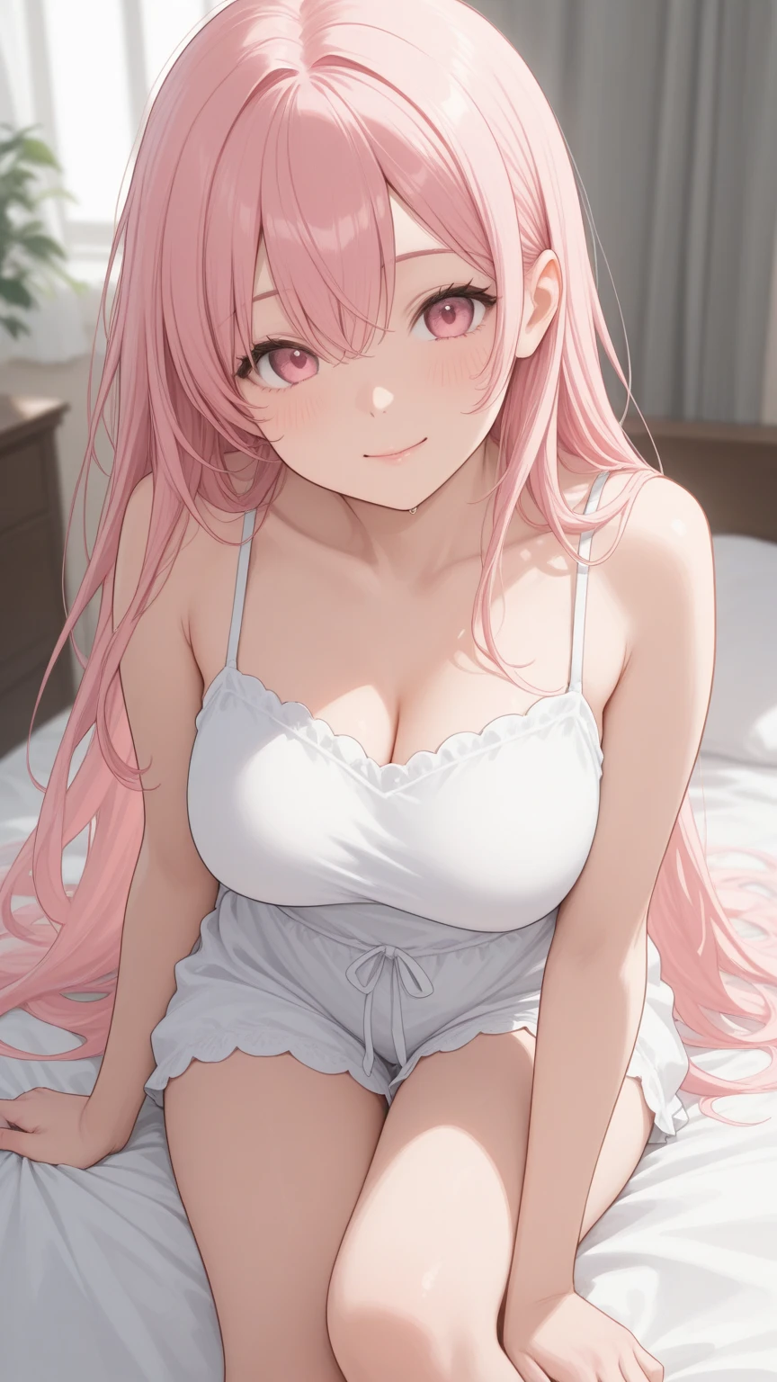 ((8k, Highest quality, masterpiece: 1.3)),Ultra-high resolution,(1 girl, alone), (Color changing eyes, Ultra-detailed, Expressive brilliance, Glitter, Glowing Eyes), Highly detailed eyes, Highly detailed face, Random Hair, ((pastel colour))In the quiet of her room, a woman lies on her back on the bed, her pastel bikini barely visible under the soft folds of the sheets. Her legs are spread, and her face is bathed in a look of utter bliss, eyes half-closed, as she basks in the warmth of the ambient light. The intimate setting captures the deep satisfaction she’s feeling in this serene moment. (lying on back, blissful face, wide-spread legs:1.5).