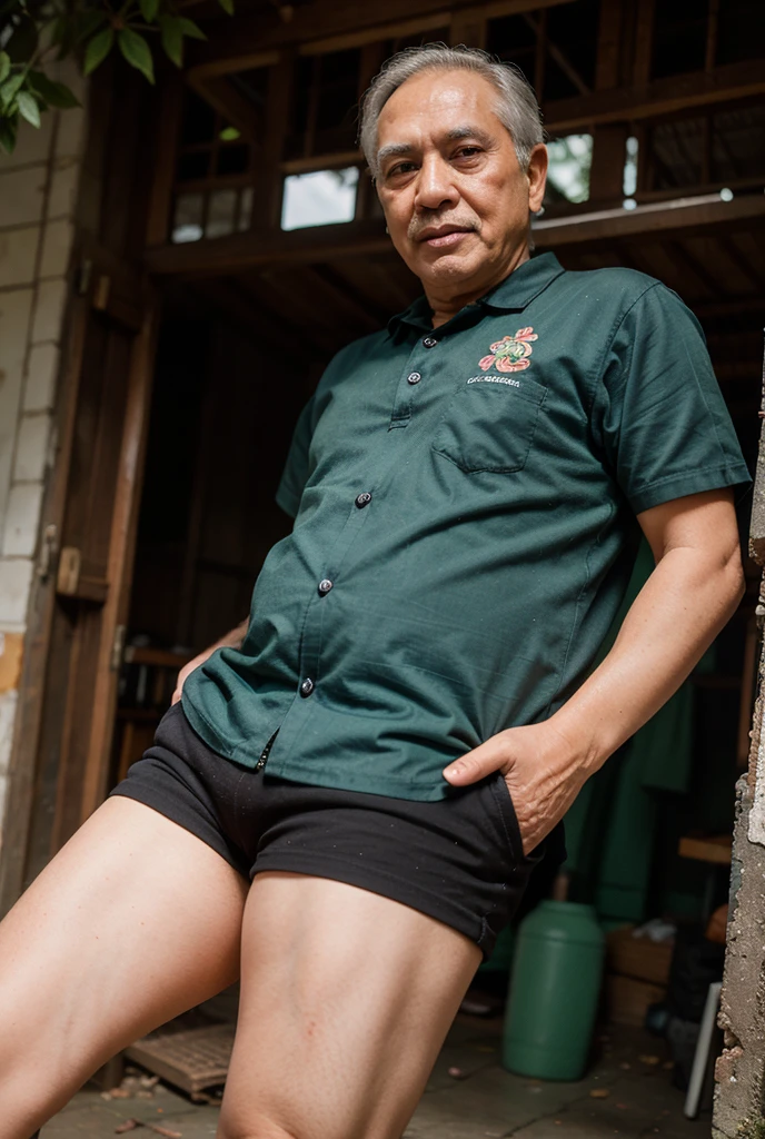 40 years old，Hidetoshi Nakata，（Kogoro Mori 1.3），whole body，Lean，muscle，office，Green socks，foot，Standing，Baldhead ，transparent，Thick body hair，underwear，Topless，Densely hairy，Fortitude，HD，With a mustache