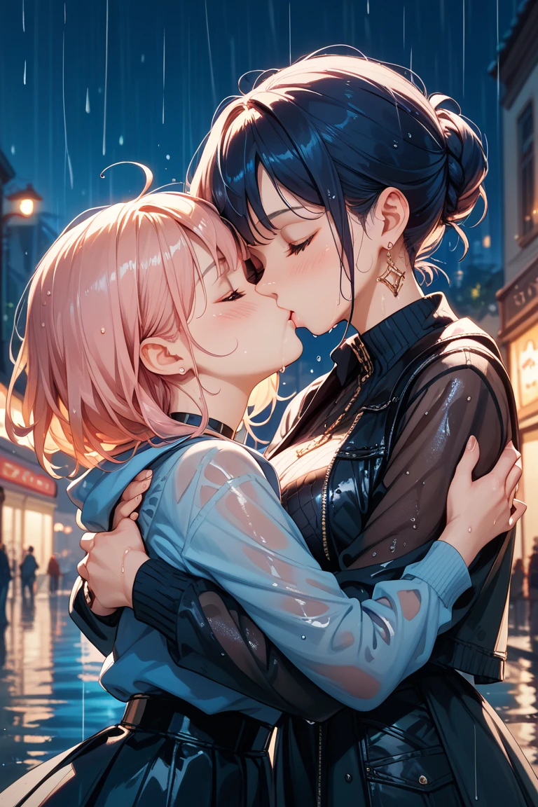 two women are kissing each other in front of a house, lesbian kiss, two women kissing at a carnival, lesbian embrace, kiss, lesbian, kissing together cutely, kissing, kissing each other, highlight scene of the movie, making out, screenshot from a movie, lesbians, lgbtq, shot from movie, kiss mouth to mouth, high quality film still