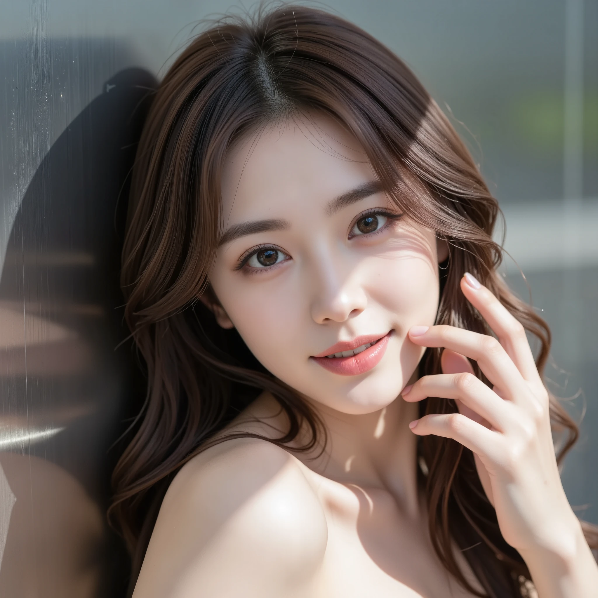 NSFW, ((masterpiece)), ((highest quality)), (Super detailed), (8k), highest quality, (beautiful), hyper cute face, hyper genuineistic, dynamic angle, clear outline, (3girls), beautiful light brown hair, beautiful brown eyes, ((beautiful eyes)), various hair styles, ((Small natural breasts)), ((different faces)), individual bodies, slim bodies, sexy poses, happy sweet expression, 20 yrs old, detailed fingers, detailed faces, ((Petite Breasts), group photo, full-body visible, full-nude, private pool, lesbians kissing