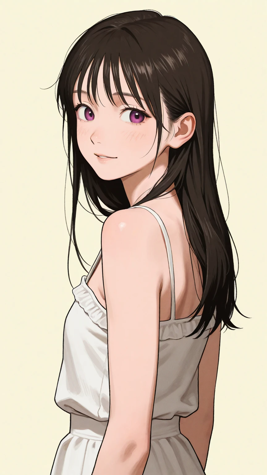 (((masterpiece))), (((best quality))), ((ultra-detailed)), (highly detailed CG illustration), Boa Hancock, (nsfw:1.4), (masterpiece:1.5), Detailed Photo, Smiling, Sexy, (Best Quality: 1.4), (1girl), Beautiful Face, (Black Hair, long Hair: 1.3), Beautiful Hairstyle, beautiful detail eyes, (realistic skin), beautiful skin, absurd, attractive, ultra high resolution, high definition, (sexually aroused:1.5), Pinkish white skin, cool white light, sexy pose, Beautiful , white background, pink soft white light, Wear a white tank top,