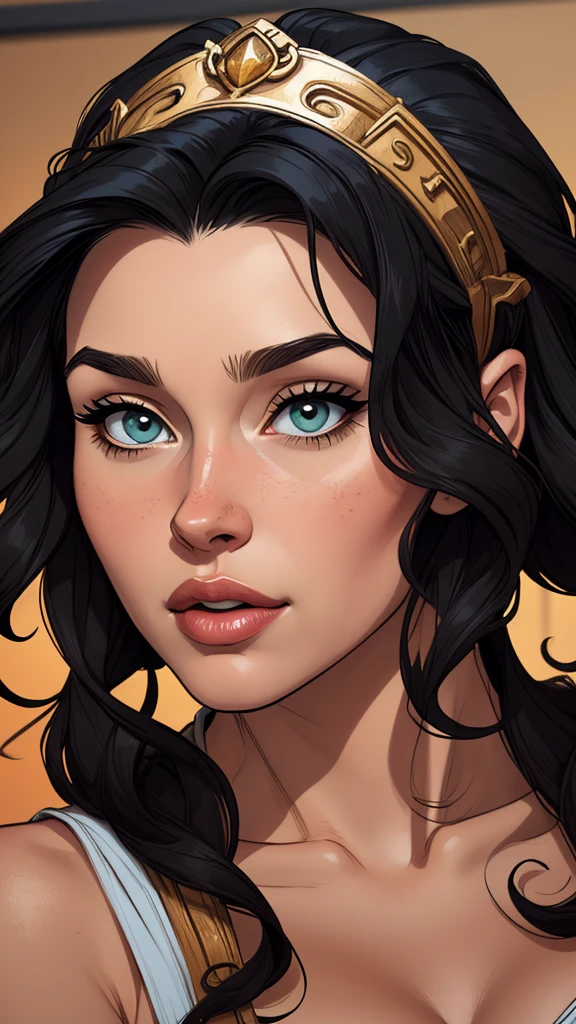 estilo de desenho (animado:1), mulher Imagem de desenho animado de uma mulher, Best Quality, Masterpiece, High Detail, Realistic, High Definition, Leanna Decker as (Dejah Thoris:1), (film Star:1), (styled long black hair:1), (gold jewelry:1.3), (gold diadem:1), Ancient, Night, (nearly naked:1.5), Seduction, an erotic face, expressive face, beautiful Martian princess, detailed exotic eye makeup, detailed face, detailed skin, garota super fofa, authoritarian would be facial expression, cartoon style illustration, estilo de arte dos desenhos animados, estilo de arte dos desenhos animados, digital illustration style, design de personagens altamente detalhado, arte digital detalhada fofa, City fan art, design de persona gem retrato, beautiful digital illustration, retrato de alta qualidade, arte em quadrinhos, retrato do design do personagem, white background Buso and (big breasts:1) female, (gold Celtic tattoos)