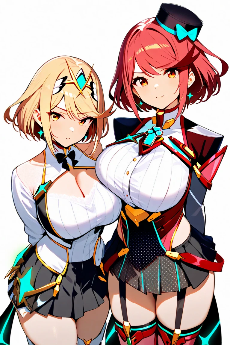 personagens de anime com cabelos e roupas de cores diferentes posando para uma foto, arte do jogo!!, anime cel shaded, bikini armor, cel - estilo de arte sombreado, estilo de anime ecchi, bikini armor, commission for high resolution, anime maids riding starter tanks, garota de armadura, bikini armor, fofosexyrobutts, Cushart Kenz, hero 2d fanart artsation