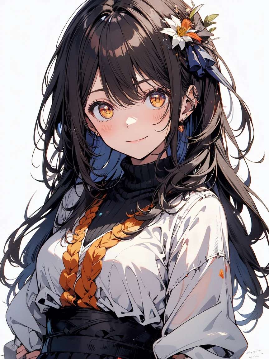 1girl in, Solo, Simple background, Yellow jacket, white dres, off shoulders, animal collar, low twin braids, Bone hair ornament, Dog tail、(((a closeup)))、A smile、Open your mouth、anime styled、2D