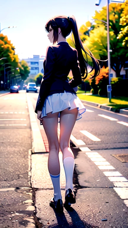 1girl,long hair,ultra realistic,walking on a street,view for behind,,america,people near,WindyUpskirt,nsfw,accident,real life,homeless,white panties,brief