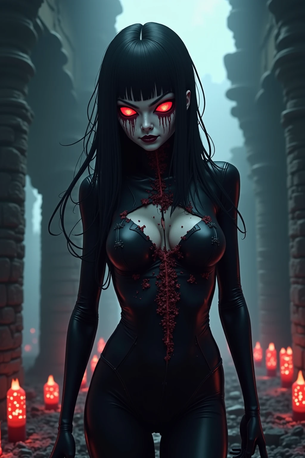 Creates a skeletal witch with red eyes