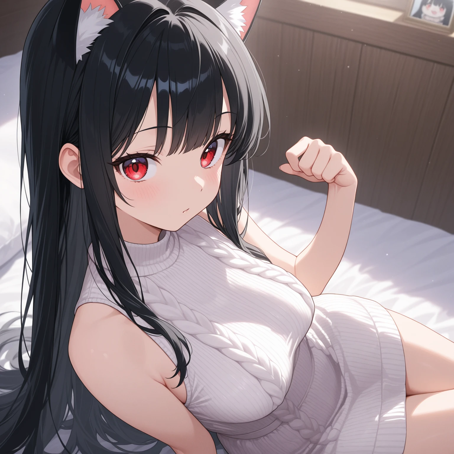 masterpiece, best quality, ultra-detailed, illustration, 1girl, kurokami, black hair, tank top, navel, black shorts
