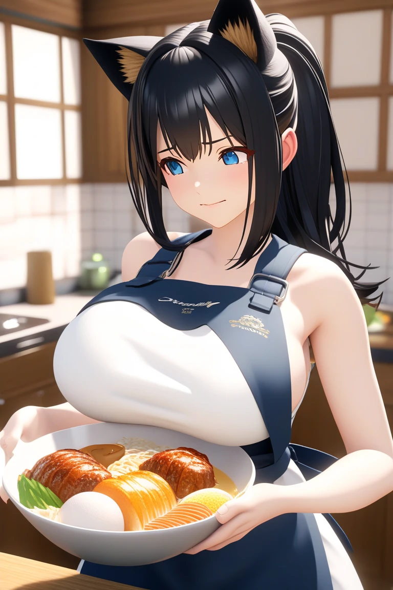 8k, {best quality}, {very aesthetic}, {ultra-detailed}, {best illustration}, high school girl, An exquisite living room bathed in the morning sun, {breakfast},　Fried egg,　{A big smile},　Eat happily, comical,