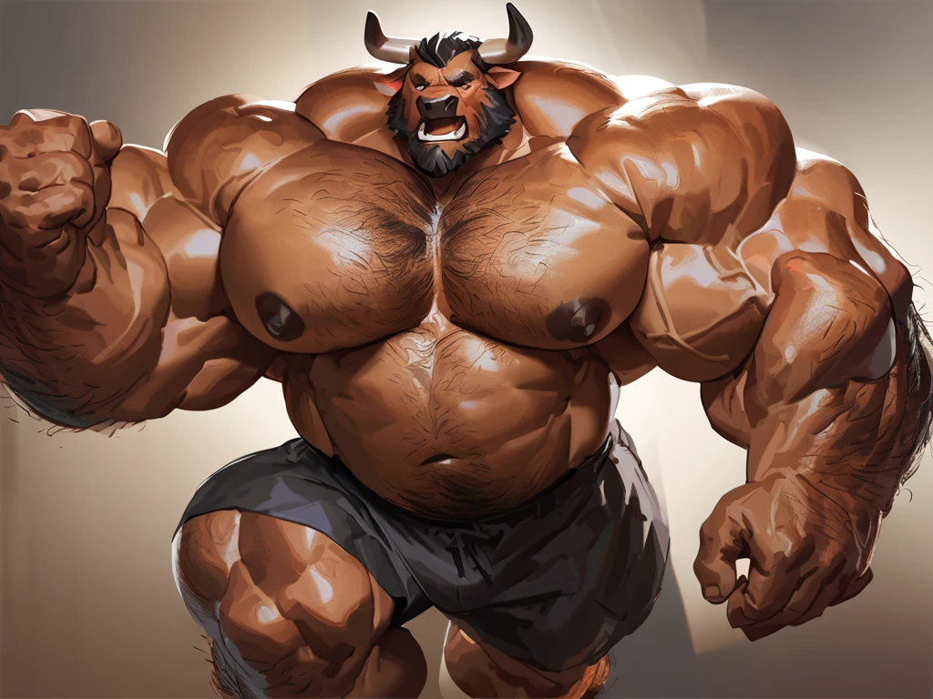 Chief Bogo, sharp focus, masterpiece, 8k, intricate artwork, hyper detailed, high detail, best quality, perfect colors, perfect shadows, perfect lighting, posted on e621, furry body, (portrait shot, front view), posted on e621, furry body, solo, anthro buffalo, (massive strongman, beefy bodybuilder, buff, abs, veiny biceps, manly, brutal, masculine:1.3), (monotone grey fur, nails on hands:1.3), (curved big bovine horns), middle-aged, mature, male, correct ???????, (photorealistic fur, detailed hairs, epic, masterpiece:1.2), (by Taran Fiddler, by Rukis, Bonifasko lighting), detailed bull eyes, detailed bulge, locker room, (white boxers:1.4)
