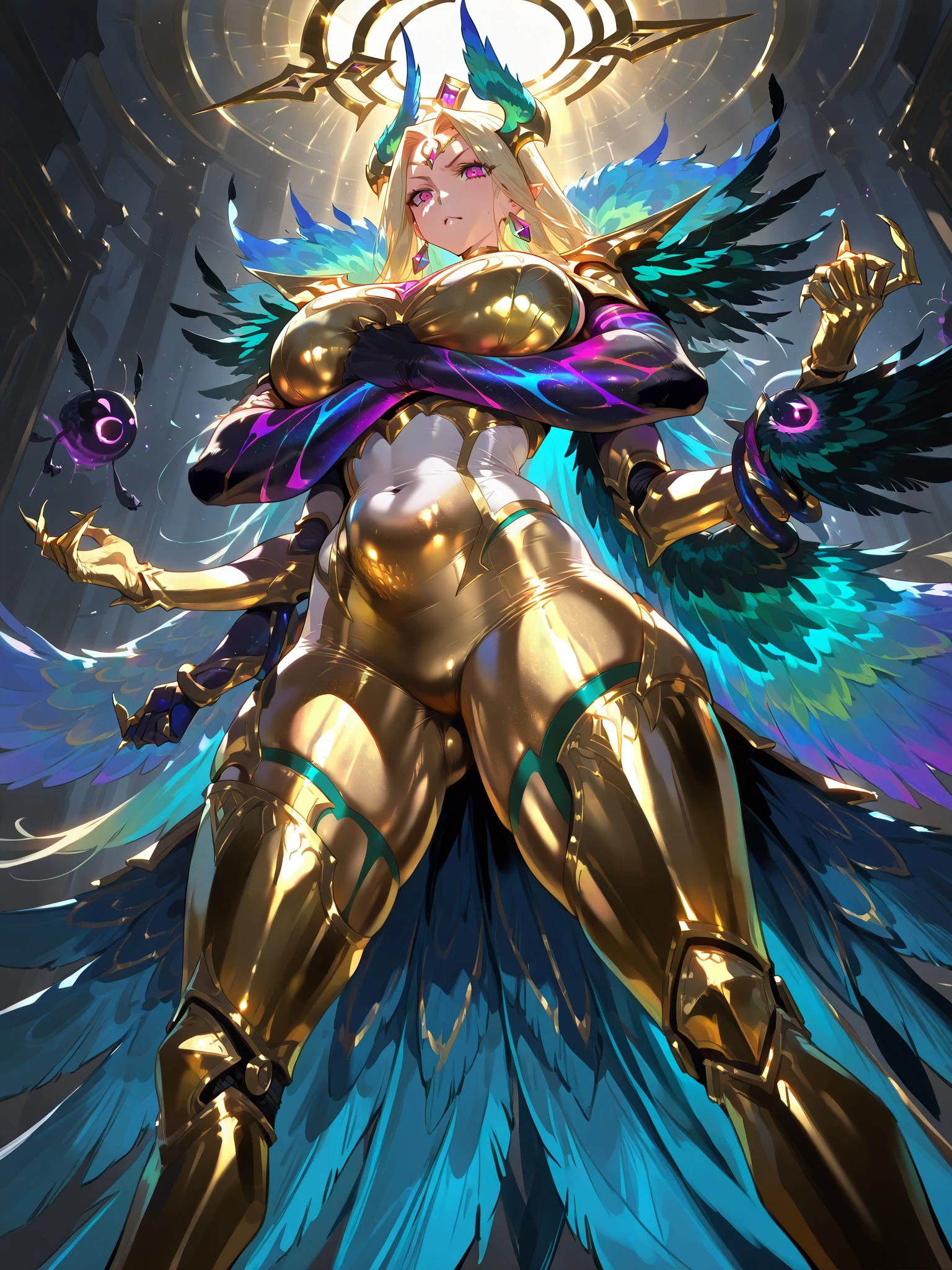 4k, High Resolution, Masterpiece, Best Quality, The World's Best Picture Quality Of Ultra-8k, Digital Drawings Photorealistic Drawing, [:( Facial Details: 1.2:0.2], Gleaming Armor, Ornate Engravings, Elaborate Patterns, Angelic Halo Emanating Soft Light, Glowing Cosmic Halo Surrounding The Goddess, Serene Expression With Radiant Eyes, Long-flowing Hair Cascading Down, Delicate Features On The Goddess' Face,(Beautiful Goddess), (Crysis 2 Nanosuit), (Big Muscles), (Solo), Muscular Arms, (Big Penis), (Large Penis), (Big Balls), (Saggy Balls), (Big Boobs), (Massive Boobs), (Erect Nipples), (Abs), (Muscular Thighs), (Thick Thighs), (Wide Hips), (Curvaceous Figure), (4 Legs), (Muscular Legs), (Colorful Exoskeleton), (Mechanical Wings: 1.5, Metal Wings: 1.4), Divine Armor, Engraving, Detailed Filigree, Intricate Patterns, Shimmering Light, Ethereal Beauty, Adorned With Gemstones, Heavenly Craftsmanship, Angelic Wings, Celestial Symbols, Radiating Power, Otherworldly Protection, Divine Aura, Majestic Presence, Regal And Awe-inspiring, Enchanting And Mesmerizing, Transcendent Splendor, Masterful Engravings, Divine Essence, Opulent And Resplendent, Intricate And Exquisite, Unparalleled Craftsmanship, Ethereal And Supernatural, Shimmering And Luminescent, Intricate Detailing, Celestial Engravings, Magnificent And Grand, Divine Radiance, Sacred And Majestic, Intricate Motifs, Celestial Glow, Heavenly Brilliance, Intricate Metallic Carvings, Celestial Elegance, Heavenly Luminescence, Divine Opulence, Enchanting Ornamentations, Cosmic Halo, Angel Halo, Heavy Armor, Extreme Cosmic Storm Style, Full Body, Translucent And Reflective Skin.