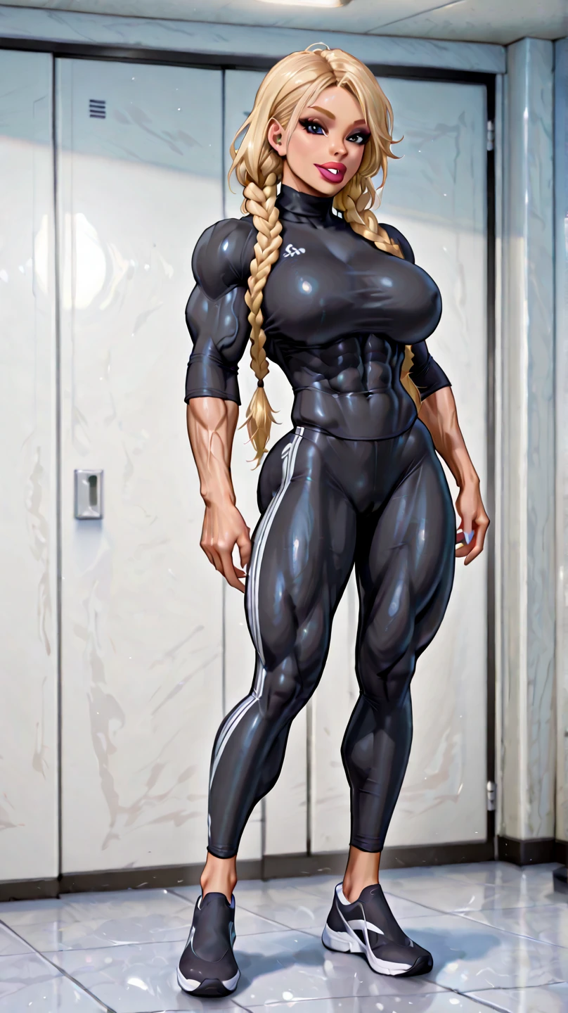 ((best quality)), ((4k)), ((highres)), ((masterpiece:1.2)). ((detailed)), ((ultra realistic)), ((intricate details)), ((full body picture)), ((character design sheet)), ((blank background)), ((standing in a blank background)), a gorgeous and tall ((around 6'0 tall)) blonde woman, plus size model, curvy model, thick, muscular model, muscular arms, muscular and feminine, bodybuilder woman, curvy and muscular woman, muscular and thick, tattoos on her arms ((tattoos on her arms)), vivid blue eyes, dressed in a tank top and skin-tight leggings, multiple yoga poses, barefeet ((BAREFEET)), ((BAREFEET))